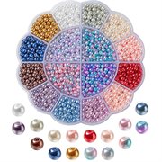 DIY perlesæt med 4 mm perler i perle look. 1500 stk.